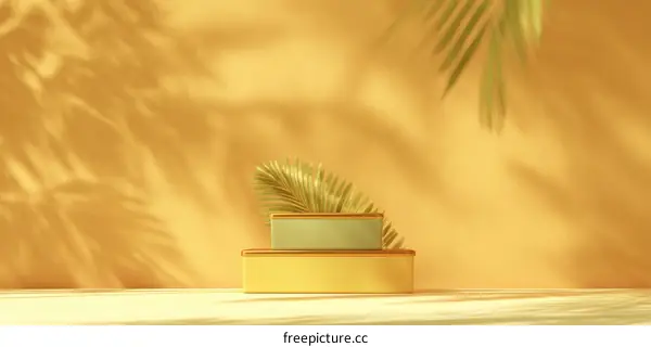 Stylish Minimalist Product Display with Tropical Sunlight