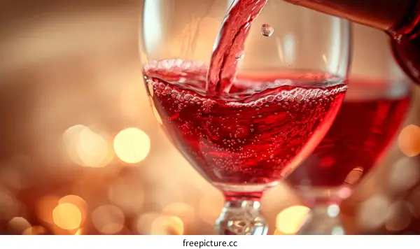 Red Wine Pouring into a Glass
