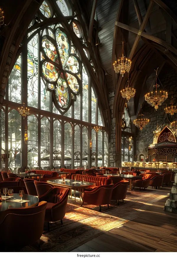 Luxury restaurant with gothic style