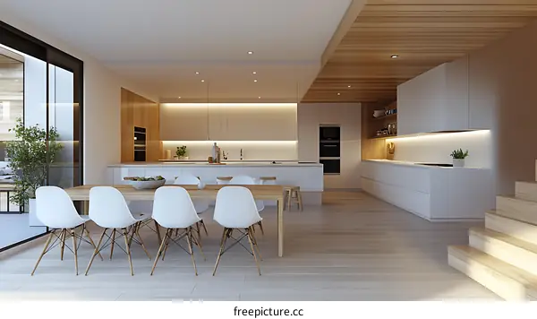 Modern Minimalist Kitchen Dining Area