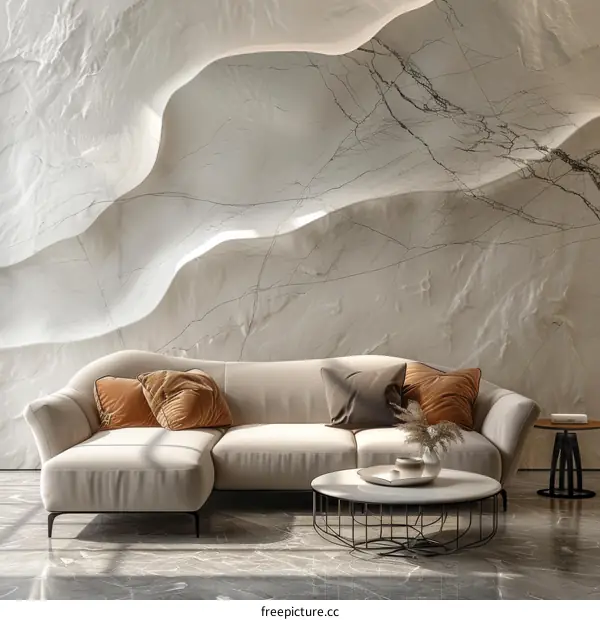 Modern Beige Sectional Sofa in a Stylish Living Room