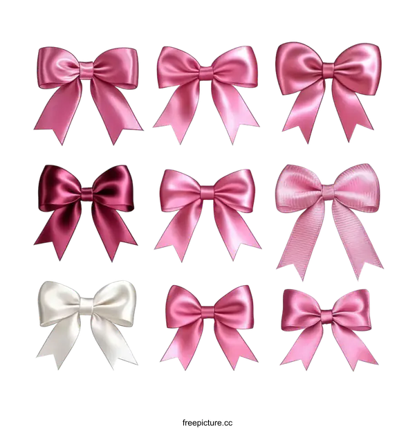 [Transparent Background PNG]Collection of Elegant Satin Ribbons Bows