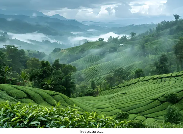 Green Tea Plantation in the Mountains