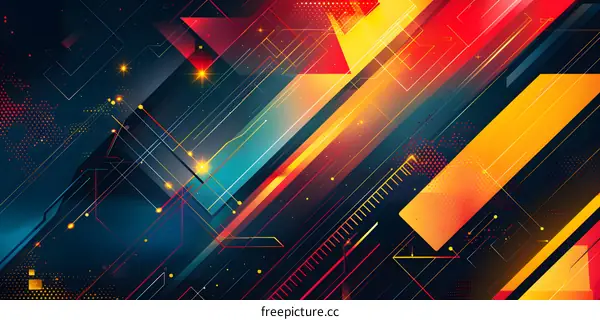 Abstract Geometric Design With Bright Colors And Diagonal Lines