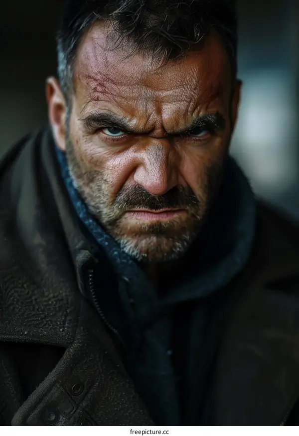 Close Up Portrait of a Serious Caucasian Man