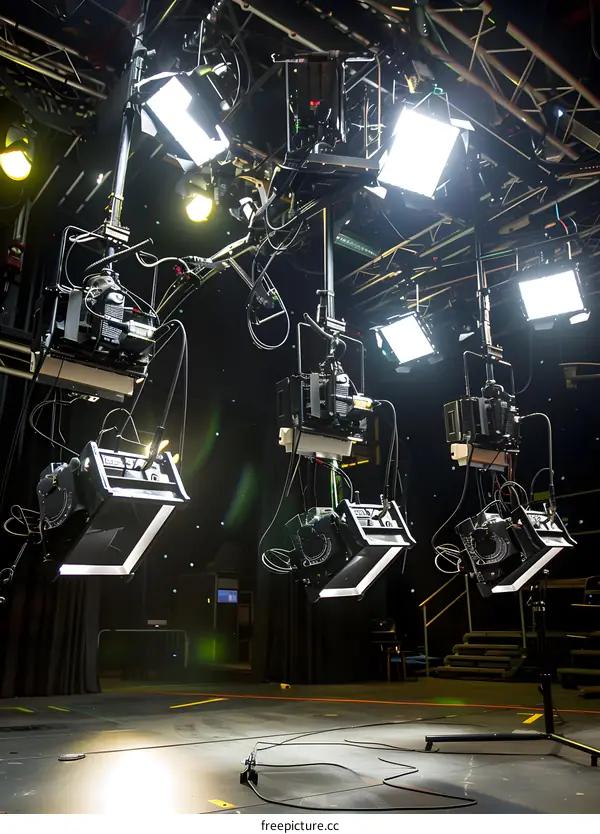 Stage Lighting Equipment Hanging From Ceiling