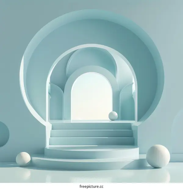 Abstract Light Blue Architectural Scene