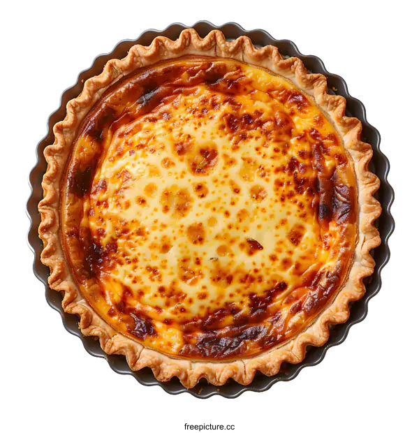 [Transparent Background PNG]Baked cheese quiche isolated on white background