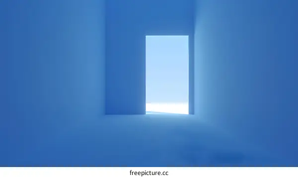 Blue Room With Doorway Leading to Light