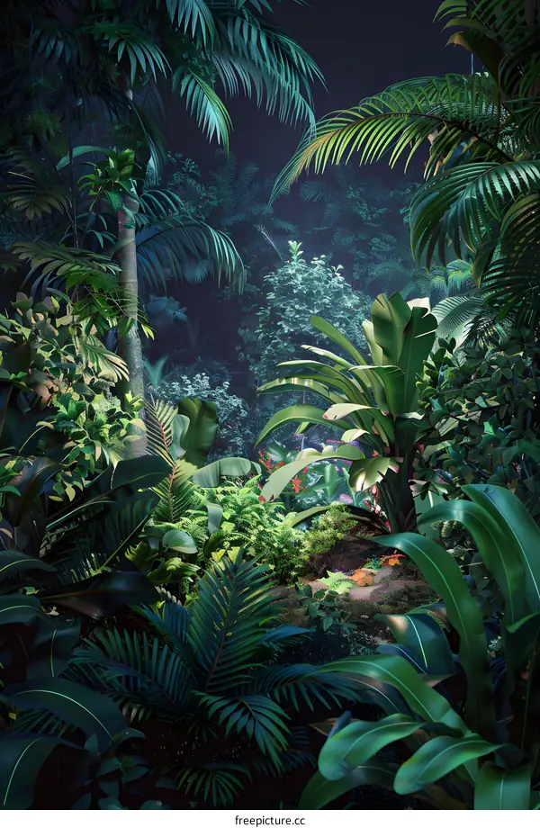 Tropical Rainforest Landscape Illustration