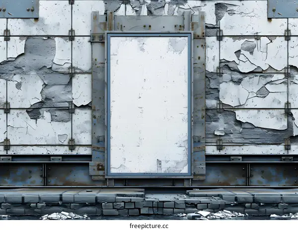 Blank Billboard on Distressed Wall