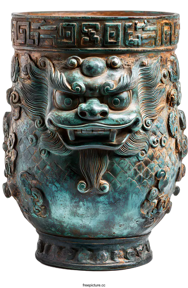 [Transparent Background PNG]Ancient Chinese Bronze Vessel With Dragon Design