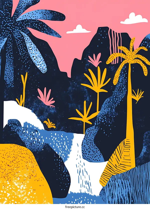 Abstract Tropical Landscape Illustration