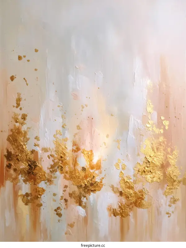 Abstract Art with Gold Leaf and Pastel Colors
