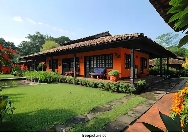 A beautiful house with a garden