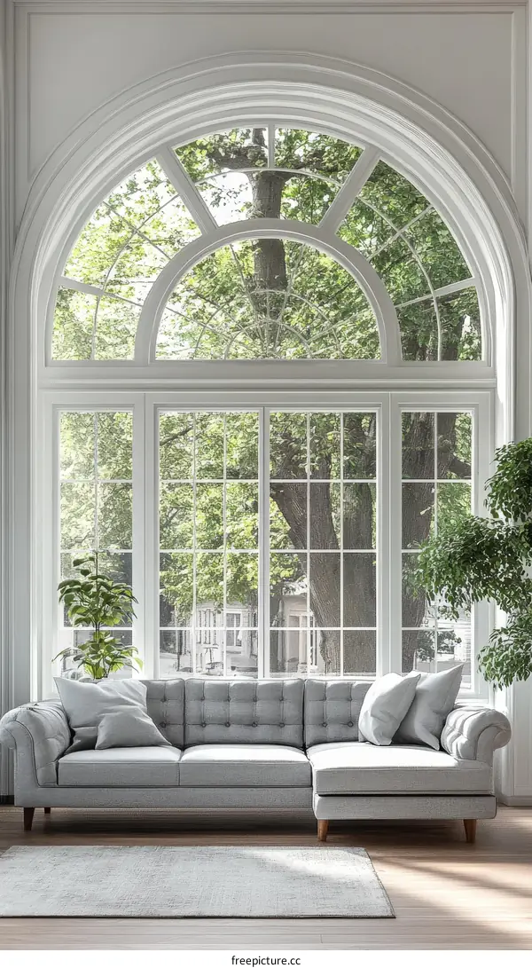 Elegant Living Room with Arch Window