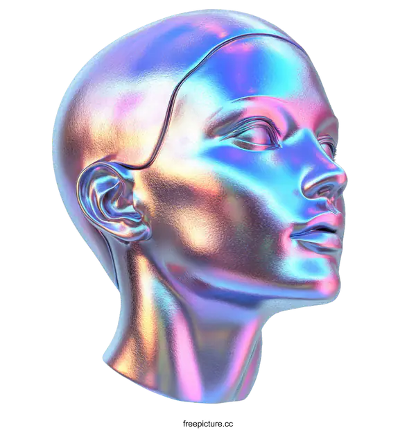 [Transparent Background PNG]Abstract Holographic Female Head Illustration