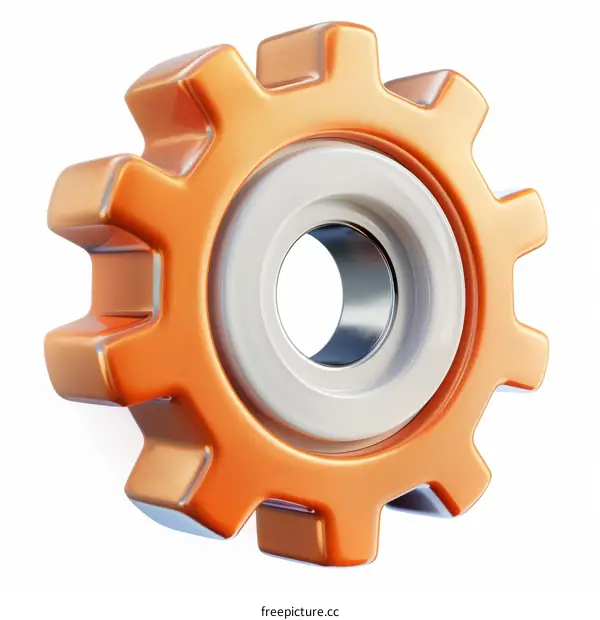 Realistic 3D Orange Gear Illustration