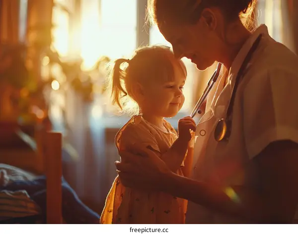 Little girl being examined by a female doctor