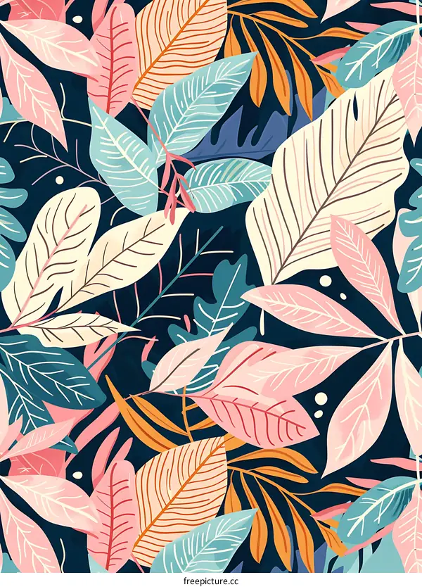 Tropical Leaves Pattern Seamless Background Design