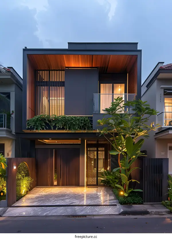 Modern Minimalist House Exterior Design With Wooden Accents