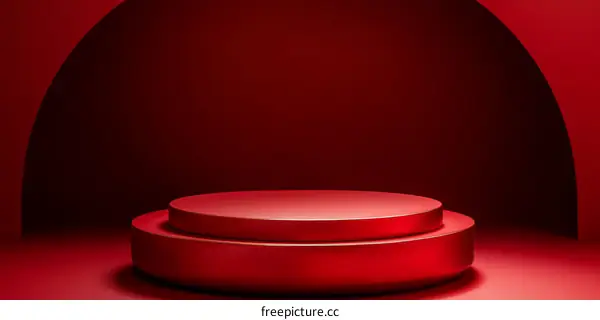 Red Podium Abstract Display Platform