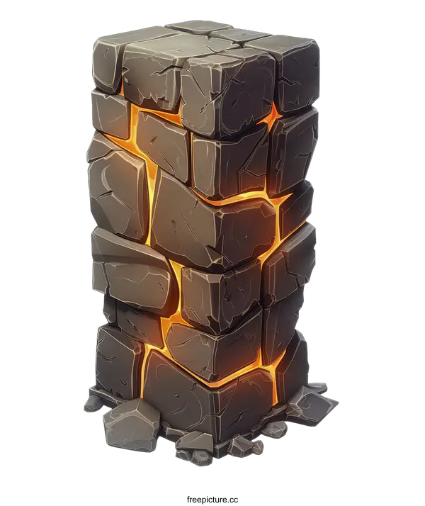 [Transparent Background PNG]Glowing Stone Pillar on transparent background