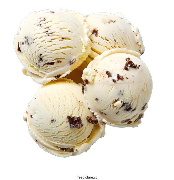 [Transparent Background PNG]Four Vanilla Ice Cream Scoops
