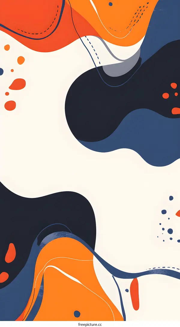 Abstract Orange Blue and White Geometric Shapes Background