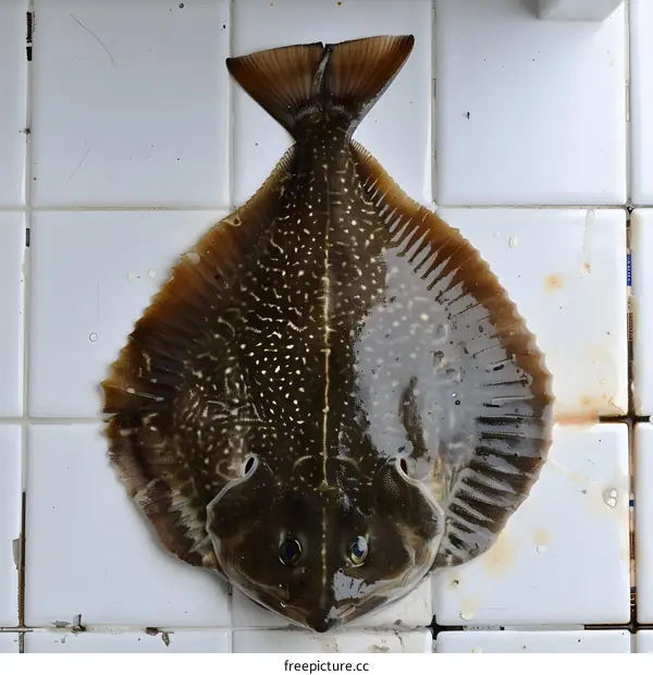 Fresh fish on white tiles