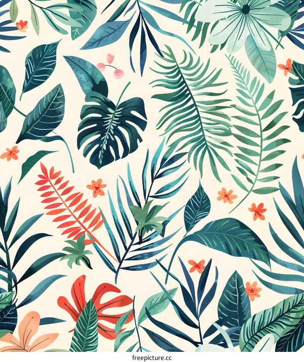 Tropical Leaves Seamless Pattern