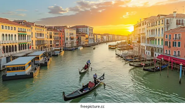 Gondola ride along the Grand Canal in Venice, Italy