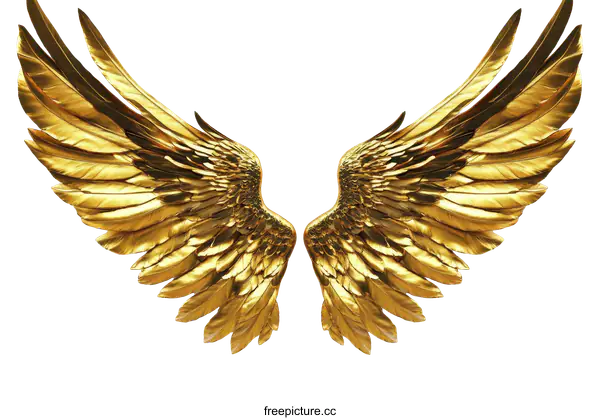 [Transparent Background PNG]Golden Angel Wings Illustration