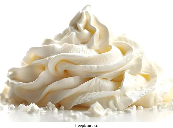 Closeup of Whipped Cream on a White Background