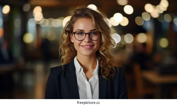 Portrait of a young professional woman smiling in an office environment