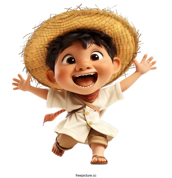 [Transparent Background PNG]Happy Explorer Boy Running