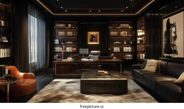 Luxurious Dark Modern Office Interior Design
