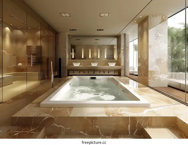 Luxury Modern Spa Bathroom with Jacuzzi