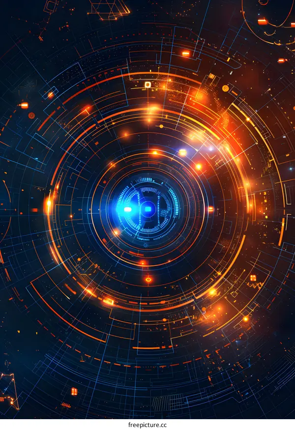 Blue and orange technology background