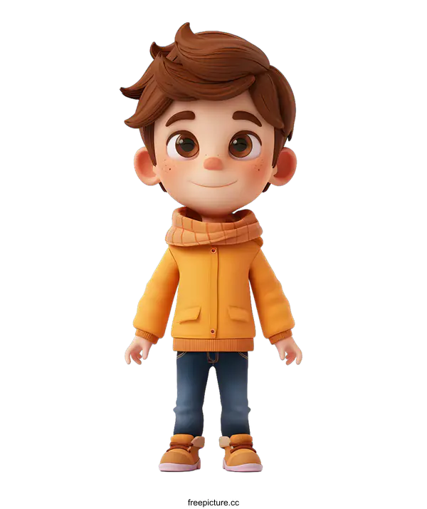 [Transparent Background PNG]3D rendering of a cute cartoon boy