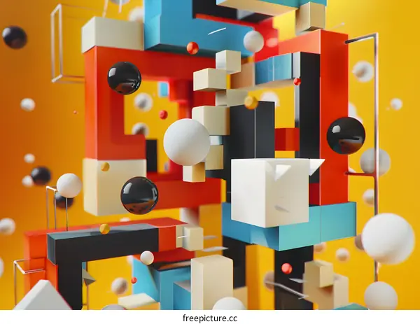 Abstract Geometric Shapes 3D Illustration