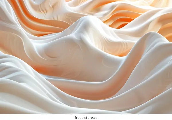 Abstract Background with Smooth Peach and White Waves