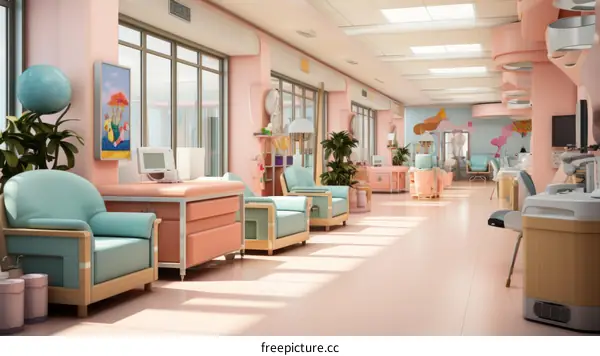 A Bright Hospital Ward with Modern Medical Equipment