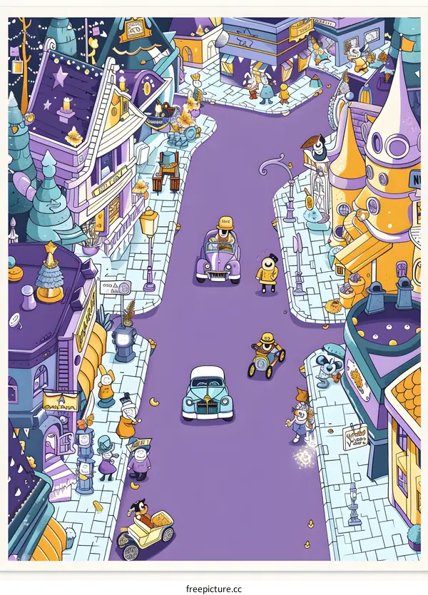 Christmas Cartoon Town Illustration