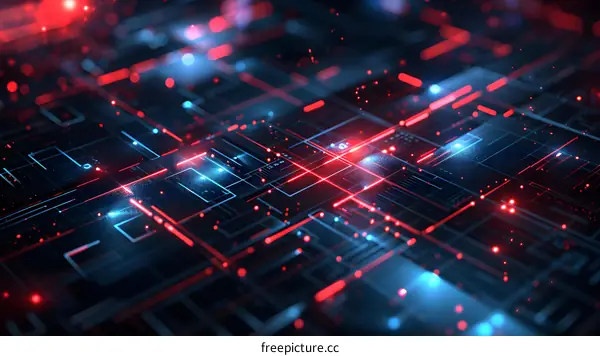 Abstract Technology Background with Red and Blue Lines