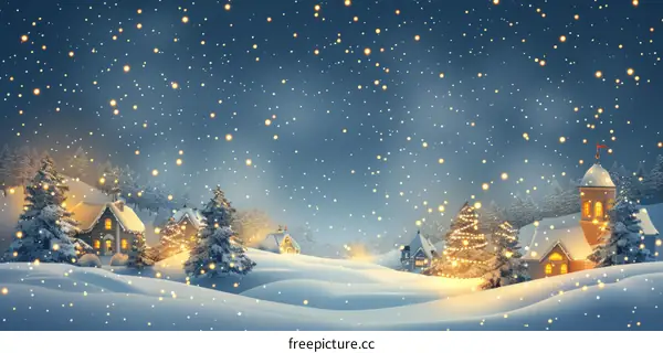 Christmas Village in Snowy Landscape