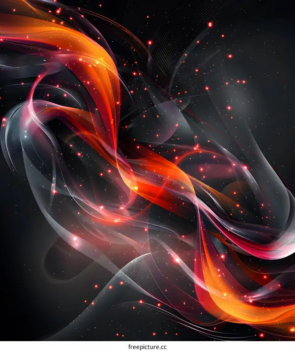 Red and orange waves on a black background