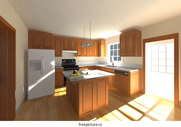 Modern Kitchen Interior Design With Wooden Cabinets And Stainless Steel Appliances