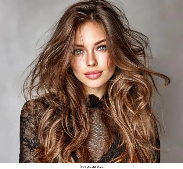 Beautiful Woman with Stunning Hair and Makeup