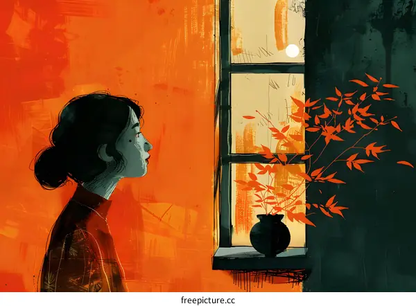 A woman looking out the window